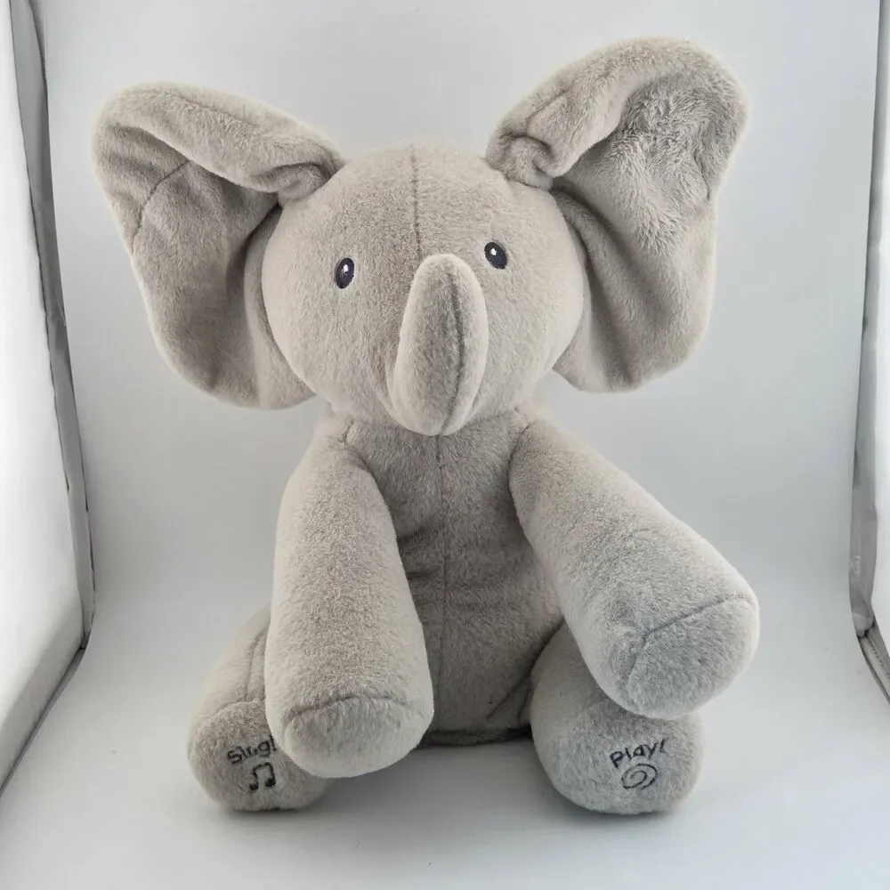 Baby GUND Flappy Elephant Animated Peekaboo Sing Plush Toy Interactive Tested